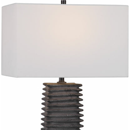 Sanderson Table Lamp by Uttermost in charcoal. Made from ceramic, steel, fabric in a rustic style.