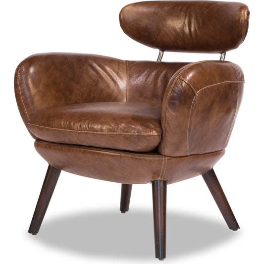 Sinclair Arm Chair by Sarreid Ltd. in brown. Made from wood, leather in a modern style.