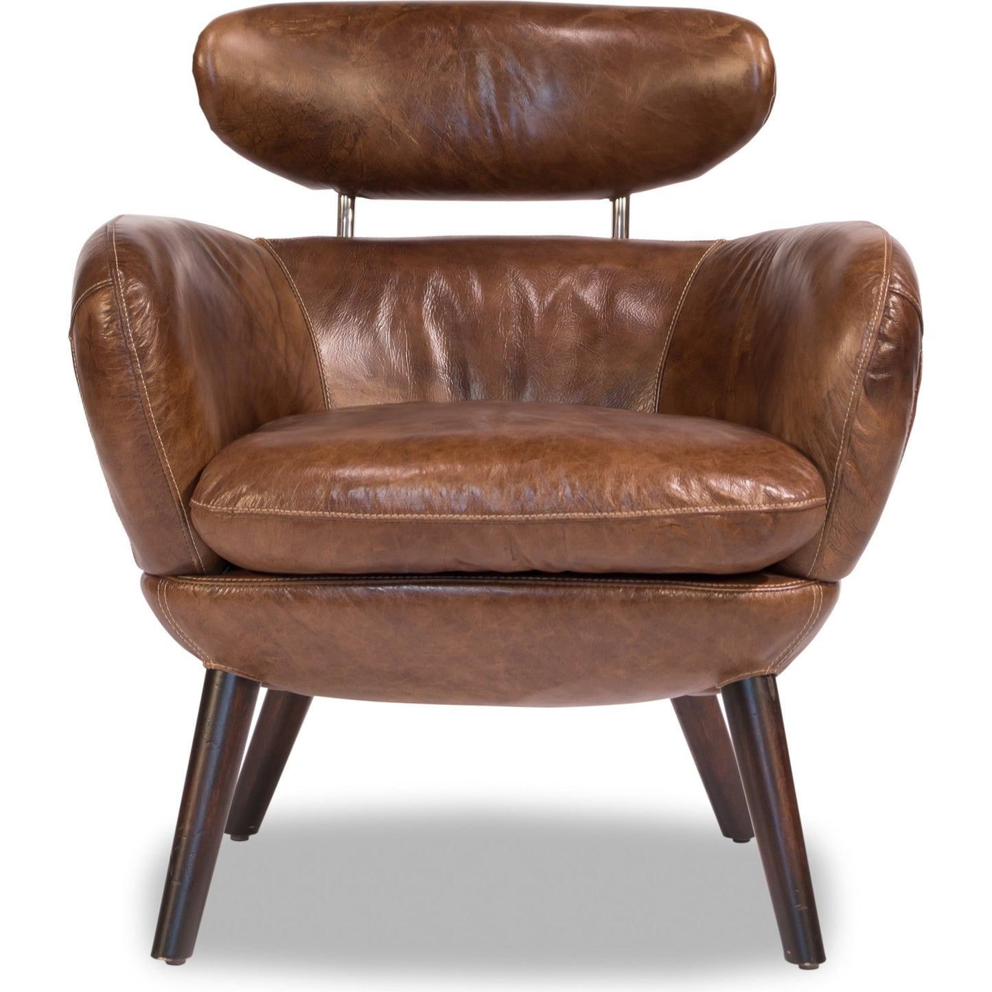 001 SR-858100 | Additional Silo | Sinclair Arm Chair by Sarreid Ltd. in brown. Made from wood, leather in a modern style.
