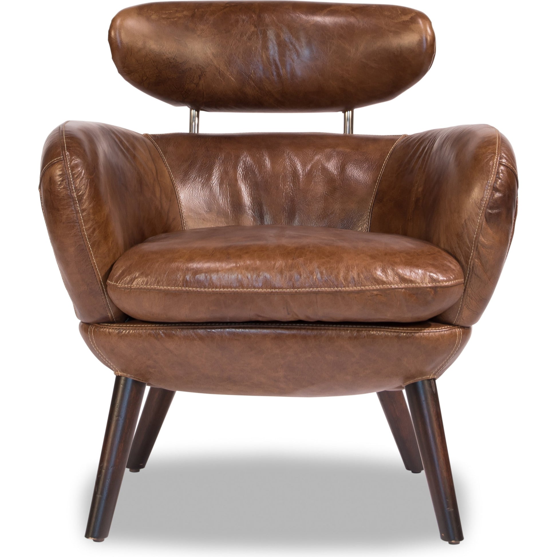 Sinclair Arm Chair by Sarreid Ltd. in brown. Made from wood, leather in a modern style.