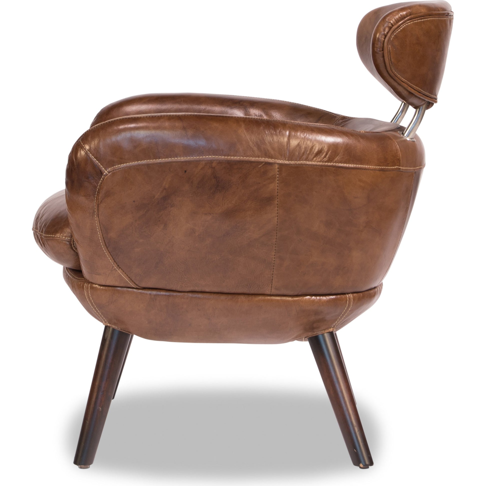 Sinclair Arm Chair by Sarreid Ltd. in brown. Made from wood, leather in a modern style.