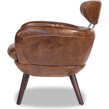 Sinclair Arm Chair by Sarreid Ltd. in brown. Made from wood, leather in a modern style.