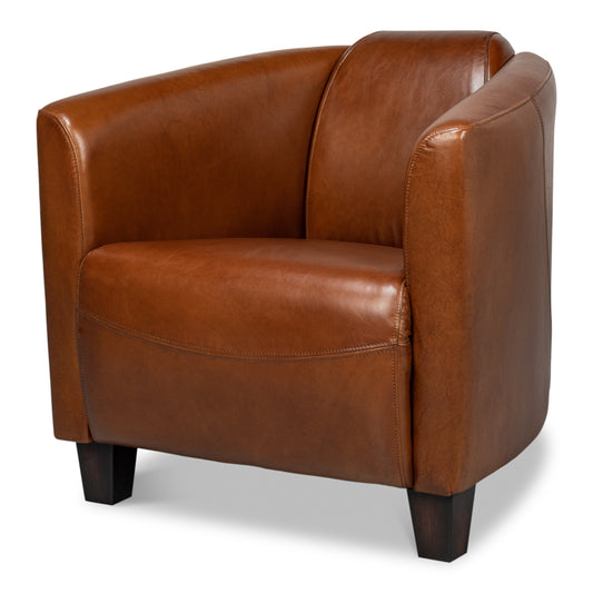 Mandy Arm Chair by Sarreid Ltd.. Made from wood, leather in a traditional style.