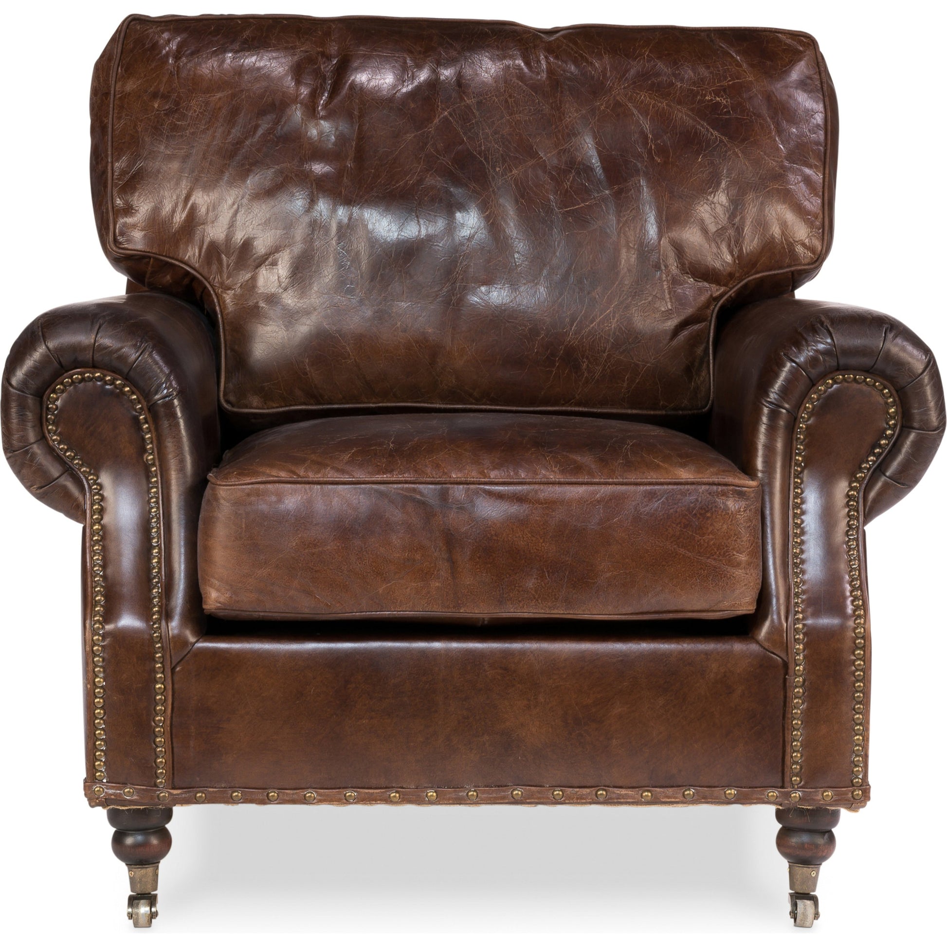 Papa's Chair by Sarreid Ltd. in brown. Made from wood, leather in a traditional style.