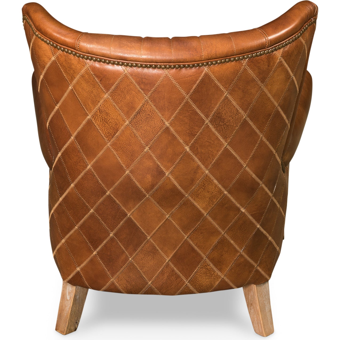 004 SR-857510 | Additional Silo | Bugatti Arm Chair by Sarreid Ltd. in brown and brown leather. Made from wood, leather in a modern style.