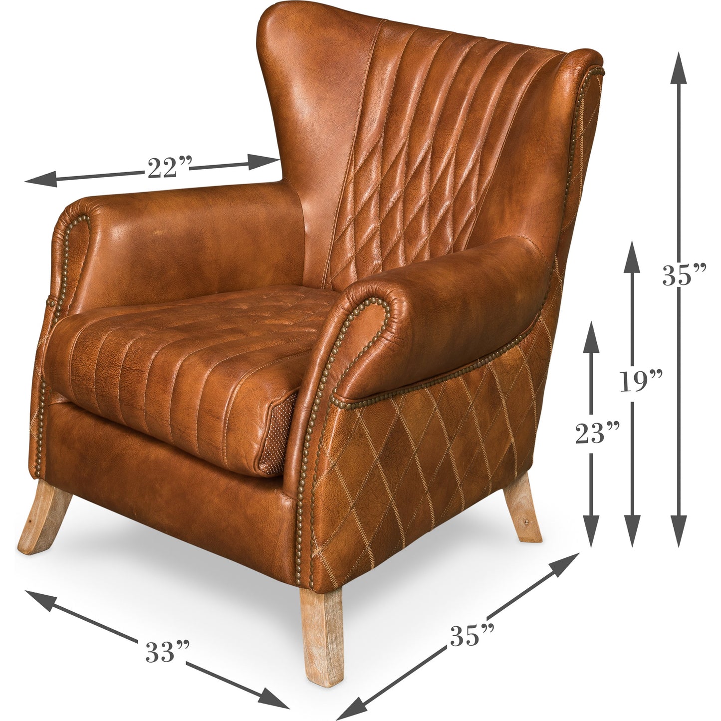 005 SR-857510 | Additional Silo | Bugatti Arm Chair by Sarreid Ltd. in brown and brown leather. Made from wood, leather in a modern style.