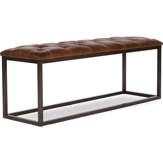 Cologne Stool by Sarreid Ltd. in brown and cuba brown leather. Made from leather, metal in a modern style.