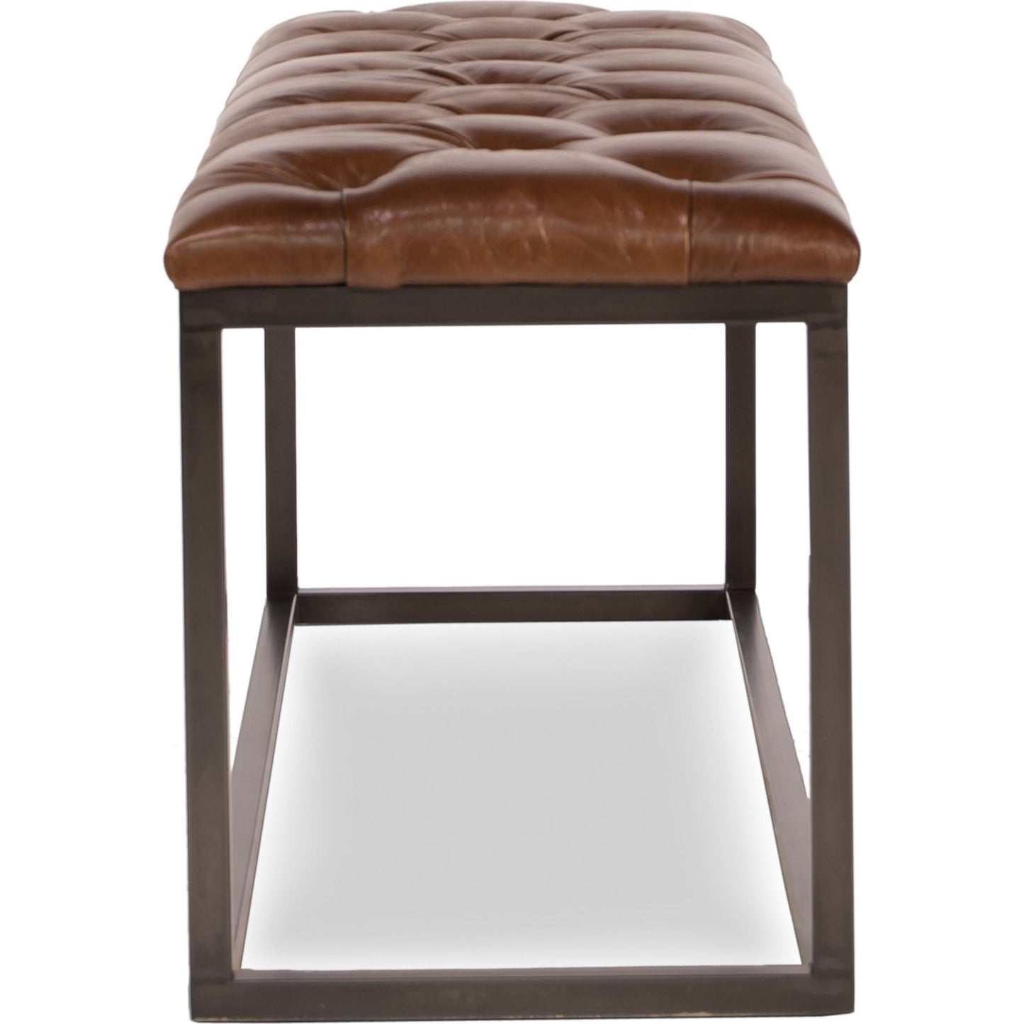 002 O-SARRIED-LTD-29785 | Additional Silo | Cologne Stool by Sarreid Ltd. in brown and cuba brown leather. Made from leather, metal in a modern style.