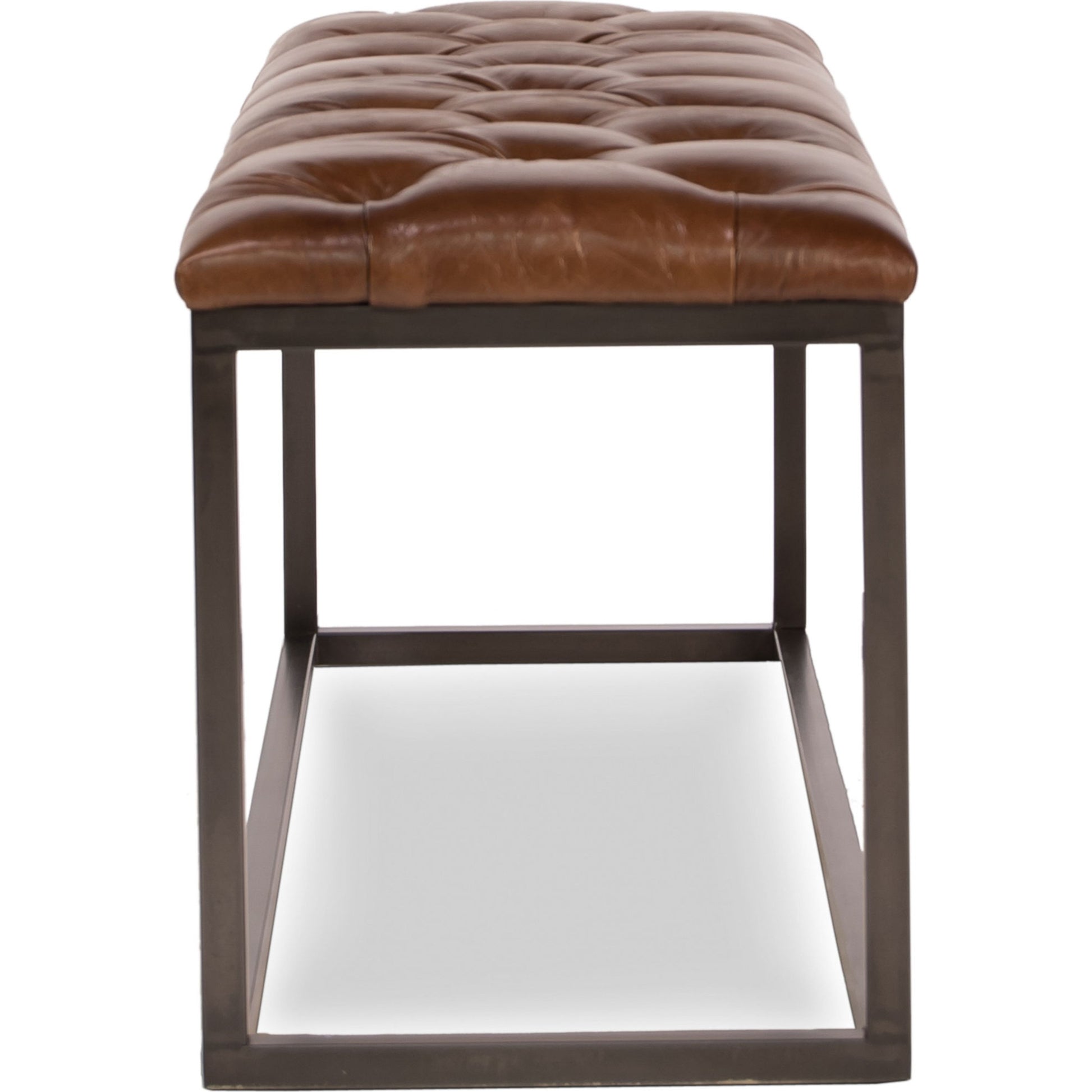 Cologne Stool by Sarreid Ltd. in brown and cuba brown leather. Made from leather, metal in a modern style.