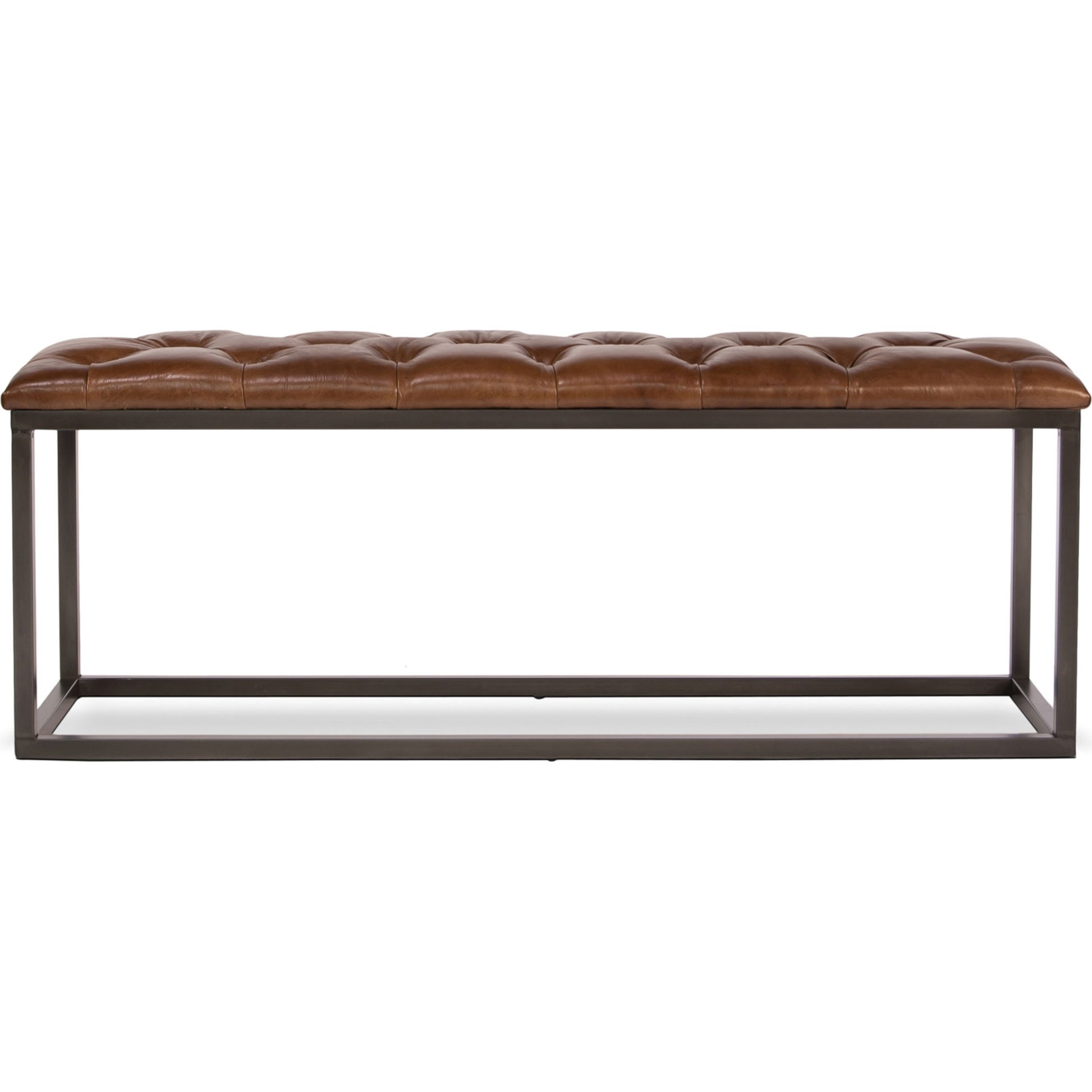 Cologne Stool by Sarreid Ltd. in brown and cuba brown leather. Made from leather, metal in a modern style.