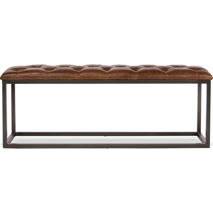 Cologne Stool by Sarreid Ltd. in brown and cuba brown leather. Made from leather, metal in a modern style.