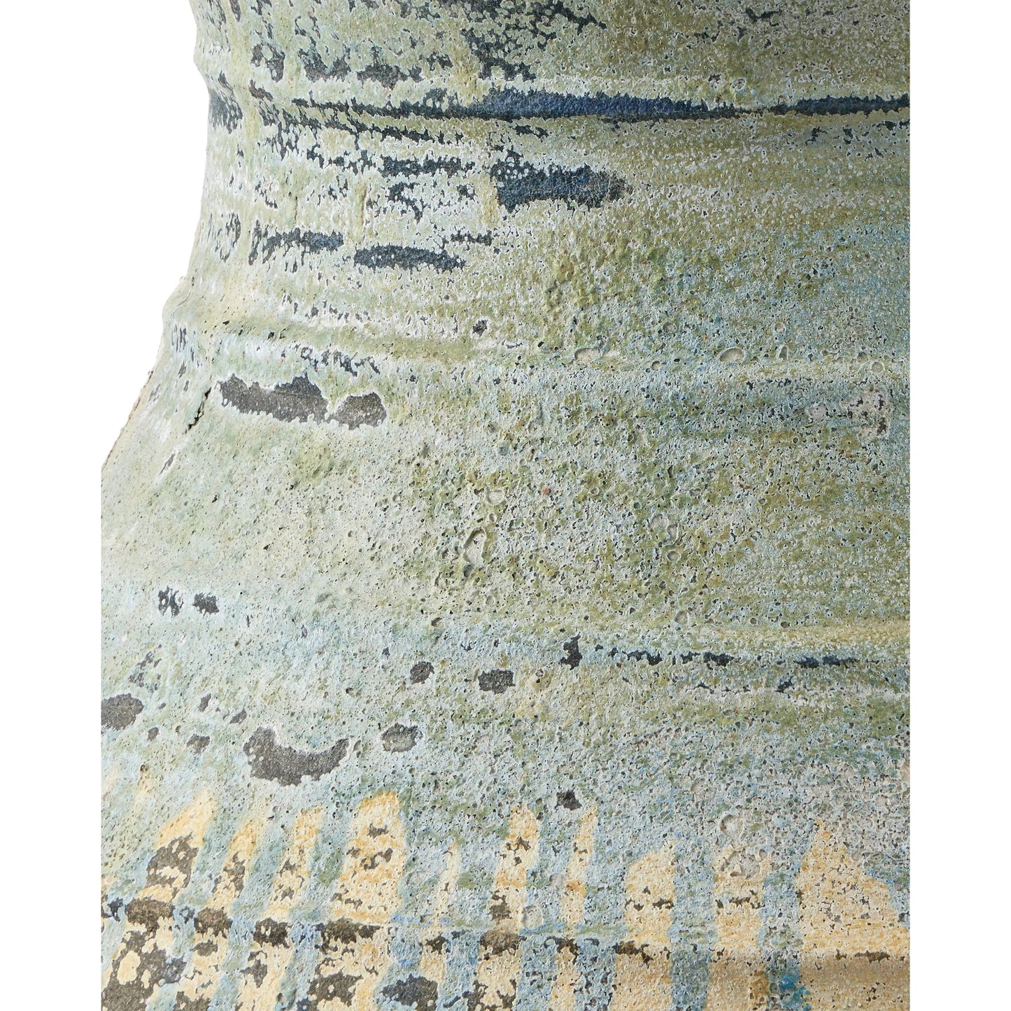 011 SI-2257255 | Closeup | Ragusa Urn by Currey and Company in antique white, blue drip. Made from terracotta in a rustic style.