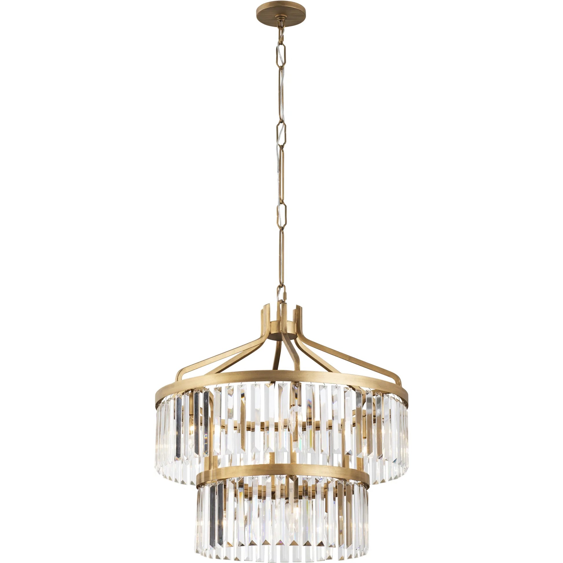 Social Club 2-Tier Crystal Pendant by Varaluz in havana gold. Made from unique in a modern style.