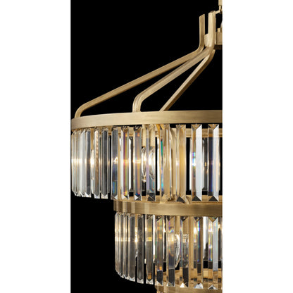 Social Club 3-Tier Crystal Pendant by Varaluz in havana gold. Made from unique in a modern style.
