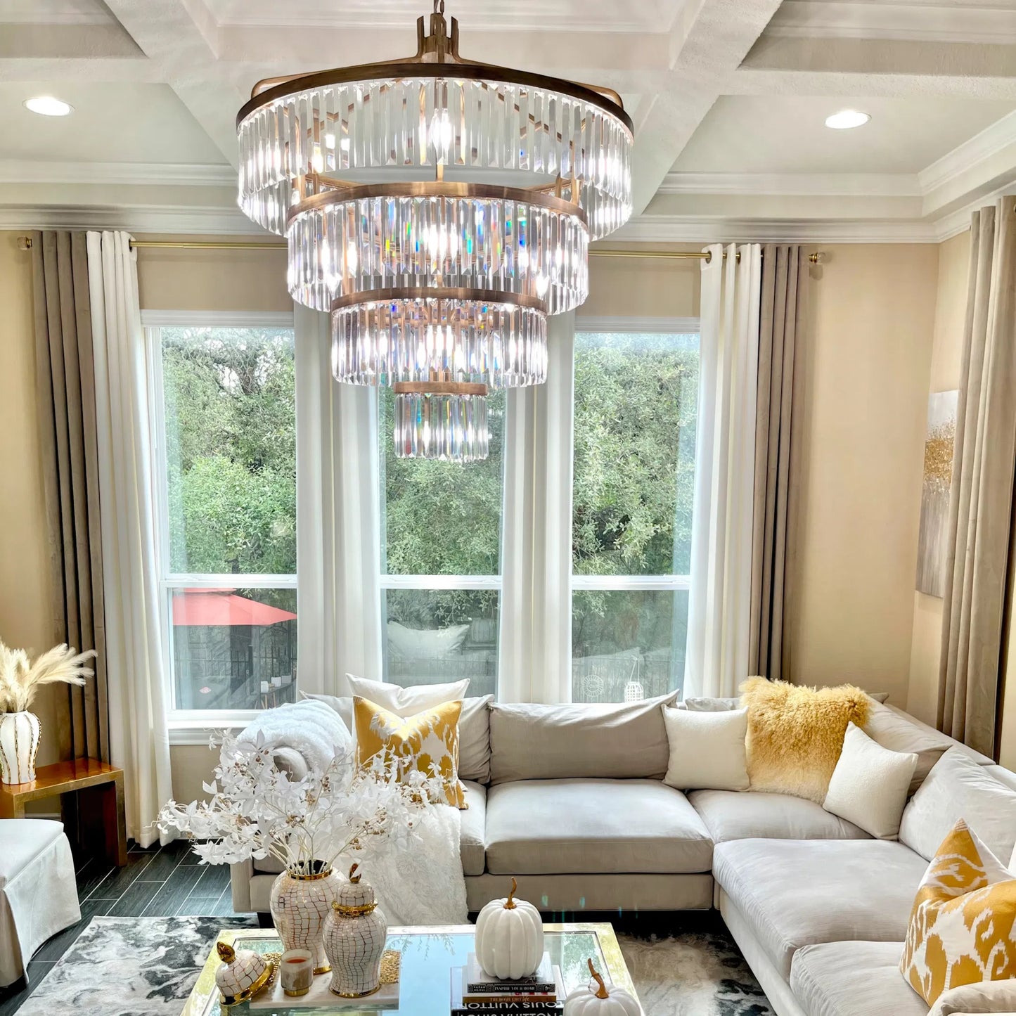 009 SI-1991637 | Lifestyle | Social Club 4-Tier Chandelier by Varaluz in havana gold. Made from unique in a modern style.