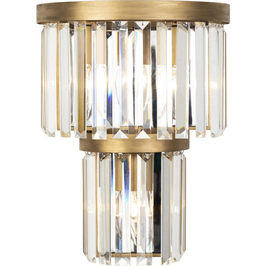 Social Club 2-Tier Crystal Sconce by Varaluz in havana gold. Made from unique in a unique style.