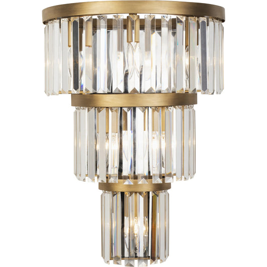Social Club 3-TIER Crystal Sconce by Varaluz in havana gold. Made from unique in a unique style.