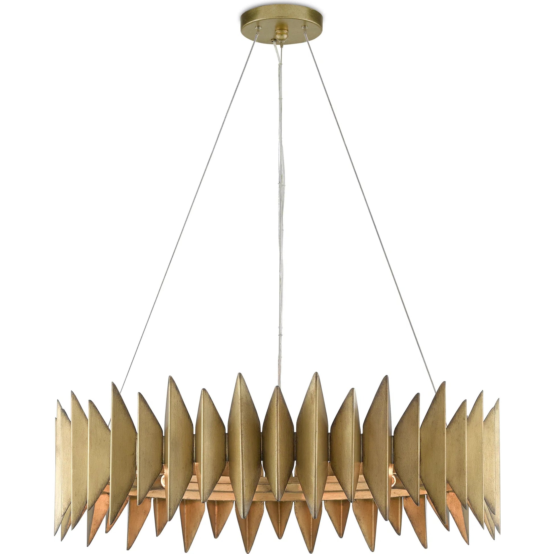 Potter Chandelier by Currey and Company in aurora antique. Made from wrought iron in a modern style.