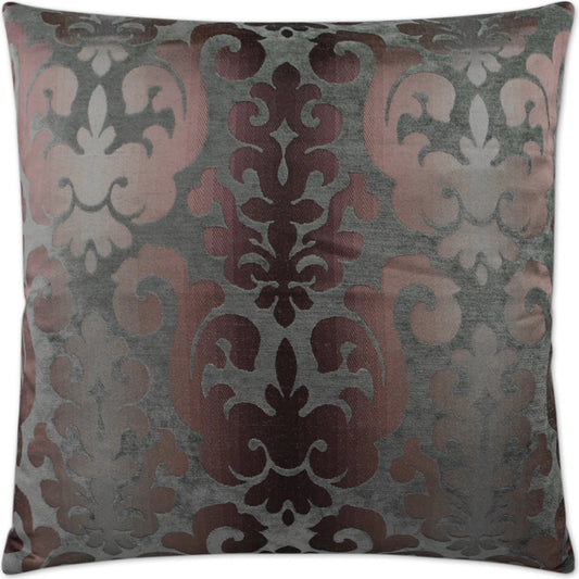Aquitaine Pillow by DV Kap Home in gray. Made from 42% viscose, 41% polyester, 17% cotton in a traditional style.