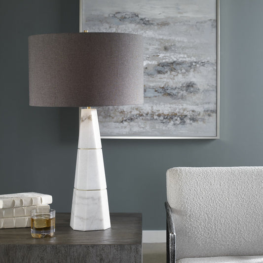 Citadel Table Lamp by Uttermost in brass. Made from marble, iron, fabric in a transitional style.