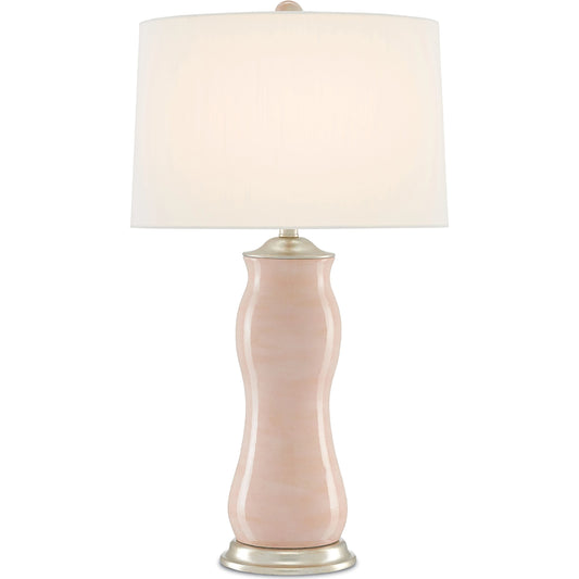 Ondine Table Lamp by Currey and Company in blush, silver leaf. Made from terracotta, wood, wrought iron in a modern style.