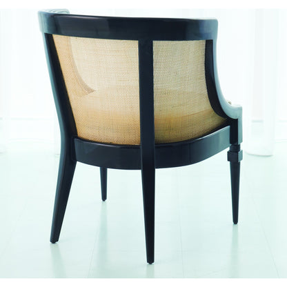 Cane Chair by Global Views in black satin lacquer, natural color antique, matte lacquer. Made from alder, natural antique in a traditional style.