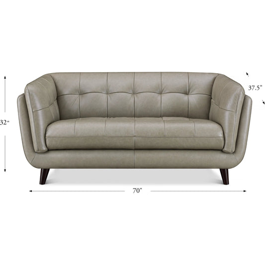 Solana 2-Seat Leather Sofa by Hydeline in slate gray. Made from leather/split, solid hardwood kiln dried in a unique style.