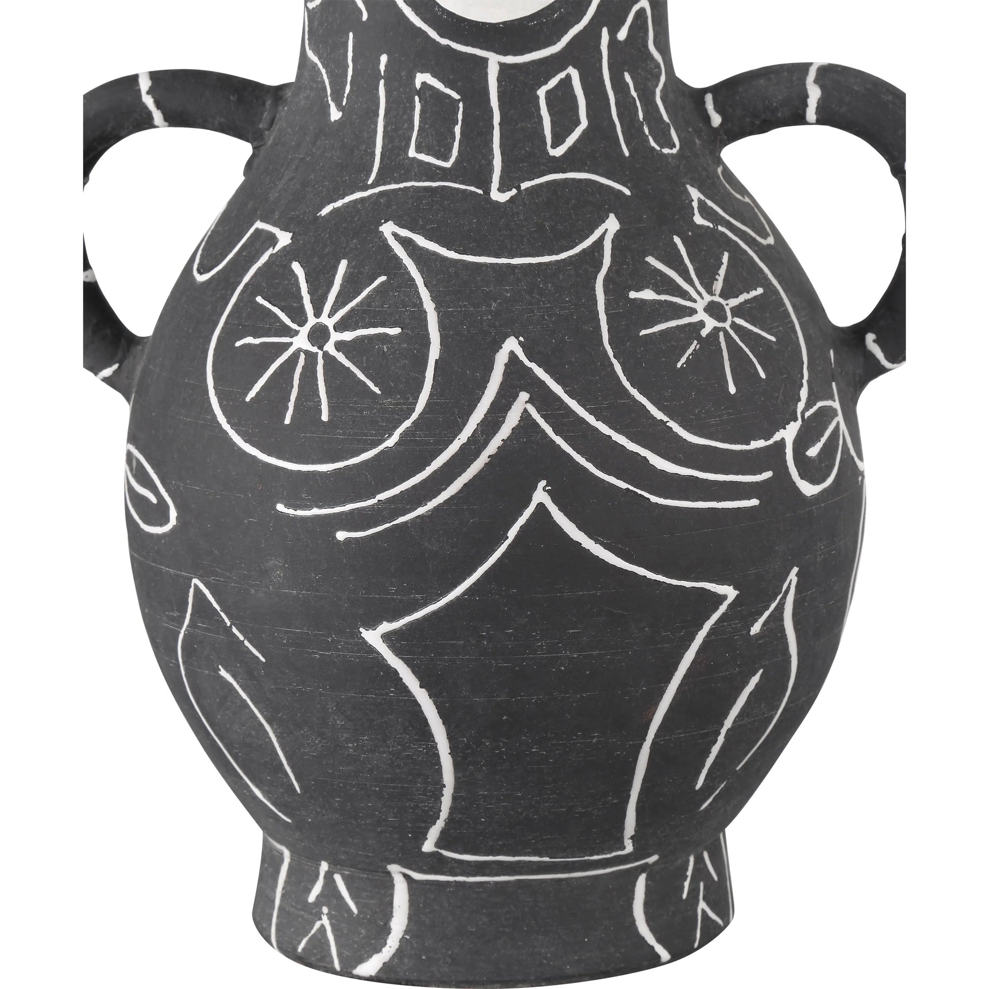 Saint-Paul-De-Vence Vase by Currey and Company in black, white. Made from terracotta in a modern style.