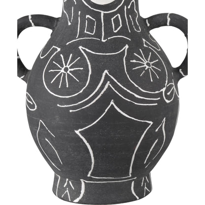 Saint-Paul-De-Vence Vase by Currey and Company in black, white. Made from terracotta in a modern style.