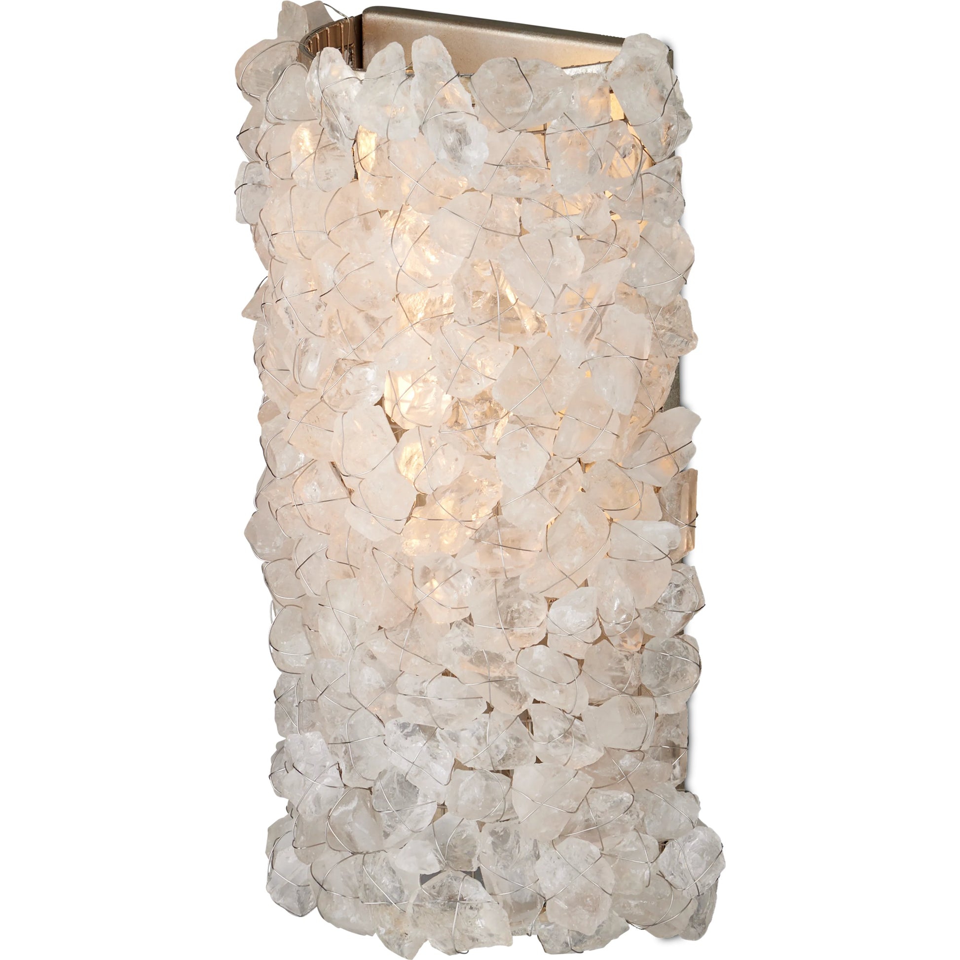 Iconoclast Wall Sconce by Currey and Company in contemporary silver leaf, contemporary silver, natural. Made from wrought iron, rock crystal in a modern style.