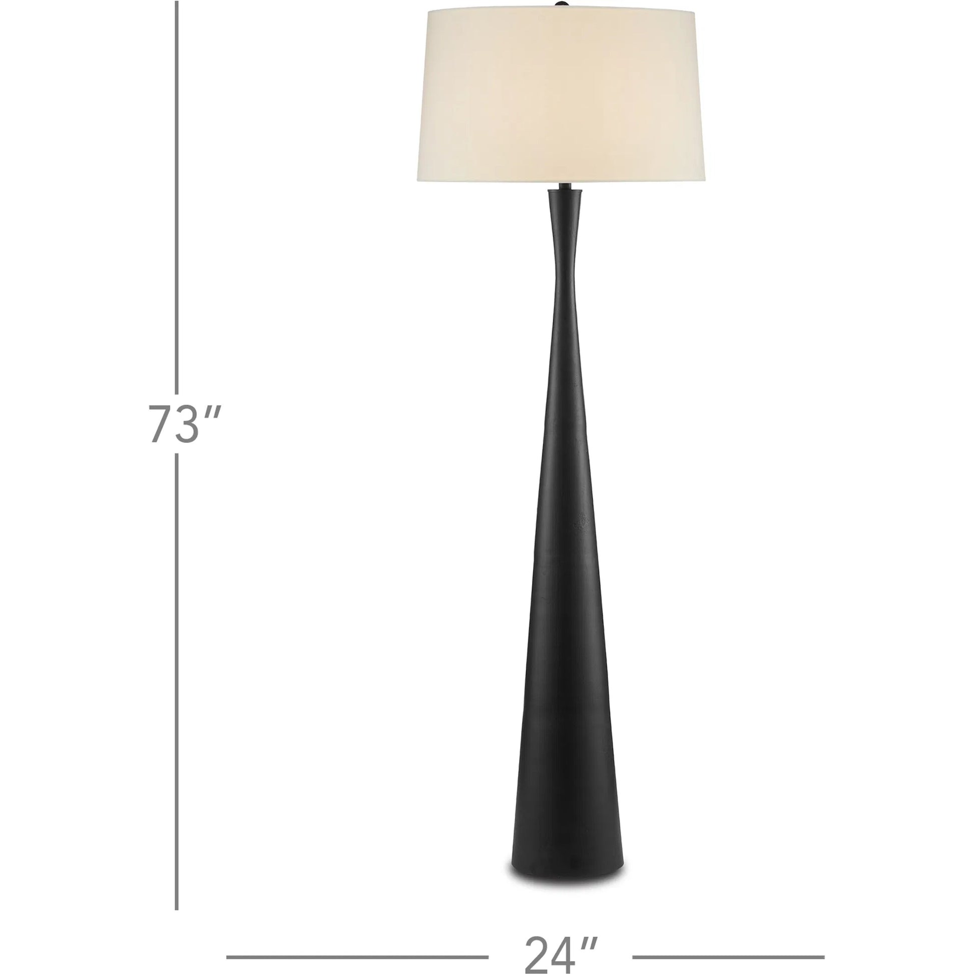 Montenegro Floor Lamp by Currey and Company in matte black. Made from cast aluminum in a traditional style.