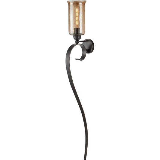 Wemyss Wall Sconce by Currey and Company in gilded oak, smoke. Made from metal, glass in a modern style.