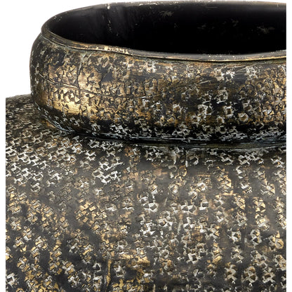 Brigadier Vase by Currey and Company in verdigris. Made from cast aluminum in a modern style.