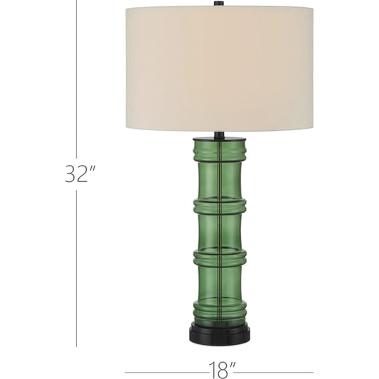 Balsam Table Lamp by Currey and Company in green, glossy black. Made from glass, optic crystal in a unique style.