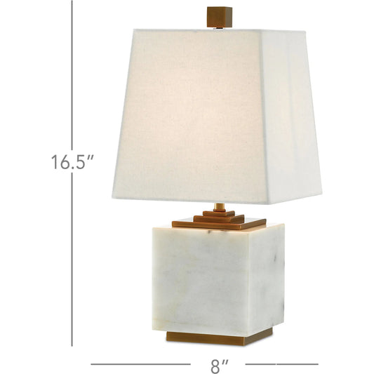 Annelore Table Lamp by Currey and Company in white, antique brass. Made from marble, metal in a modern style.