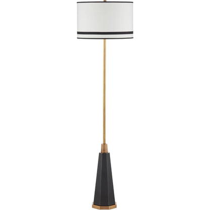 Gieves Floor Lamp by Currey and Company in black, bronze, antique brass. Made from stone, cast aluminum, brass in a modern style.