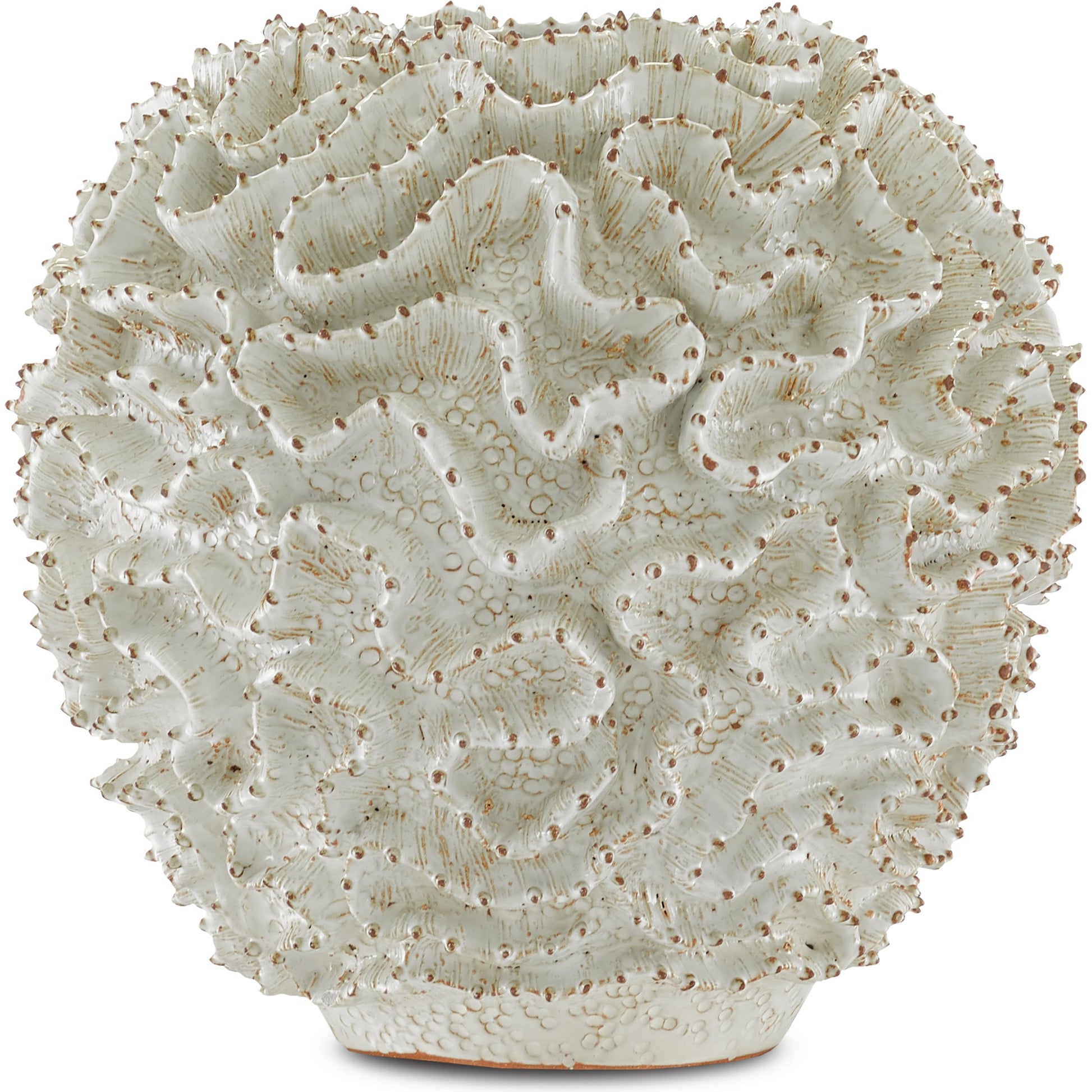 Swirl Vase by Currey and Company in white, gold. Made from ceramic in a coastal style.