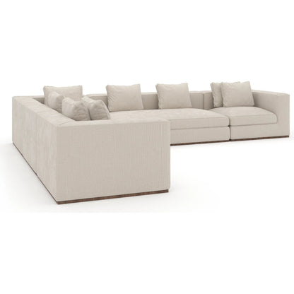 Bello 5-Piece Sectional by Caracole in oatmeal and retro walnut. Made from unique in a transitional style.