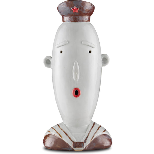 Joe the Sailor by Currey and Company in off white, brown, red. Made from porcelain in a transitional style.