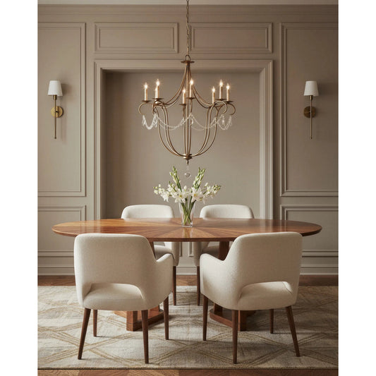 Crystal Light Chandelier by Currey and Company. Made from wrought iron, crystal in a traditional style.