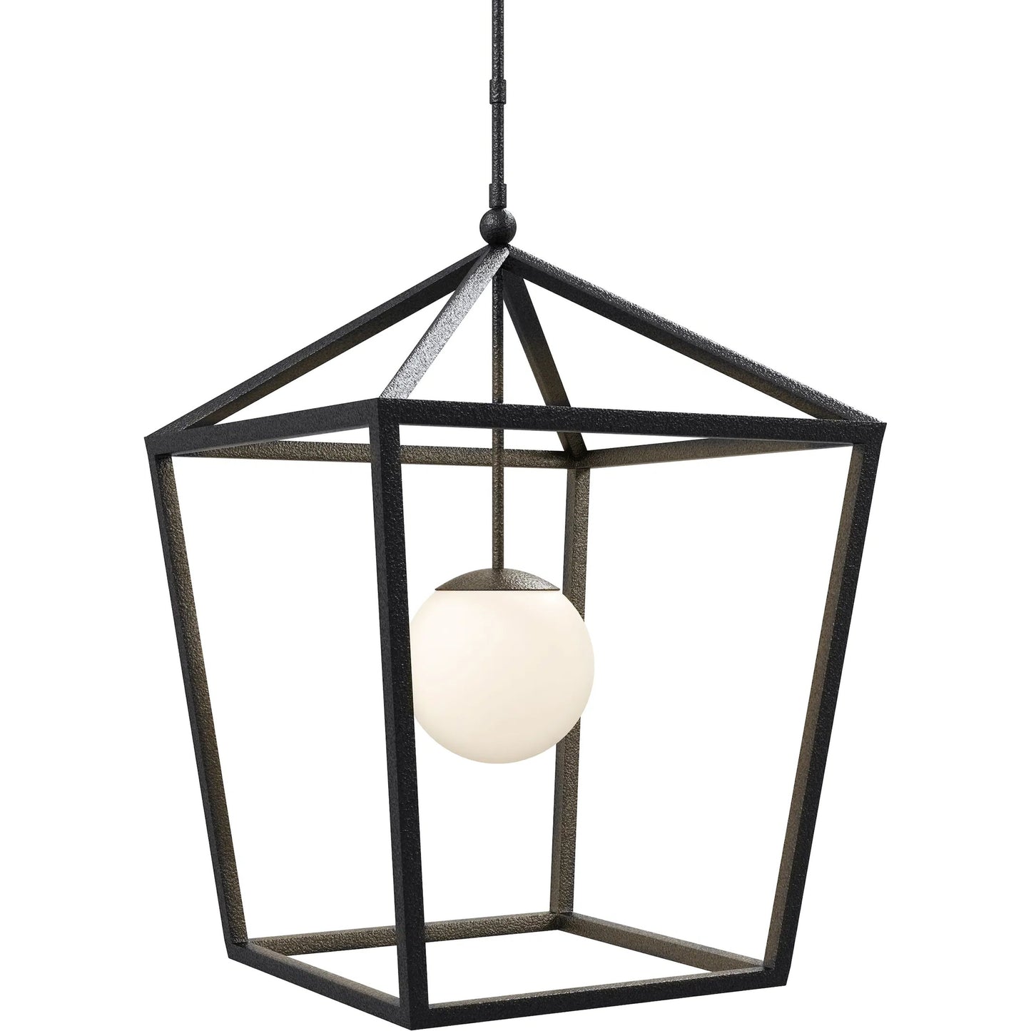 007 SI-2387015 | Primary Silo | Denison Outdoor Lantern by Currey and Company in black, frosted white. Made from wrought iron, glass in a modern style.