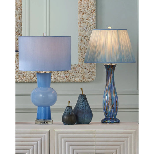 Lapis Table Lamp by Currey and Company in blue, pale brown. Made from glass in a eclectic & global style.