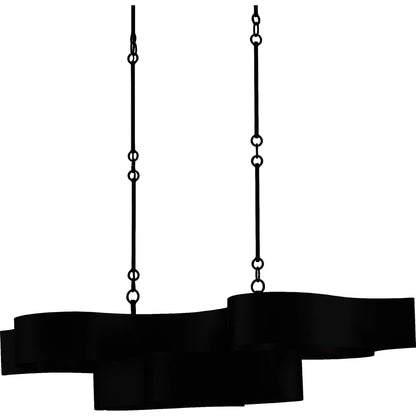 Grand Lotus Oval Chandelier by Currey and Company. Made from wrought iron in a modern style.
