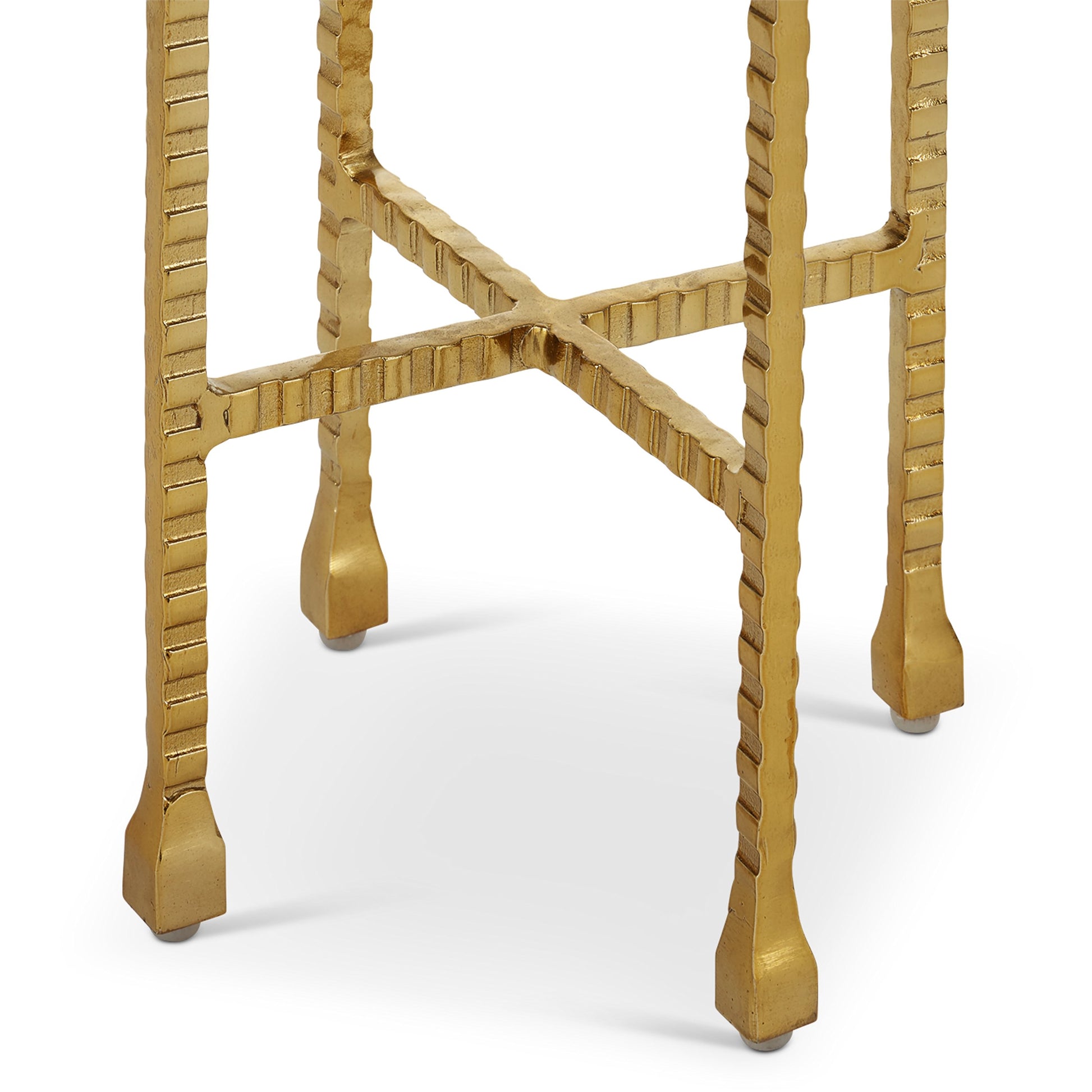 Flying Drinks Table by Currey and Company in natural, gold. Made from cappuccino stone, iron in a modern style.