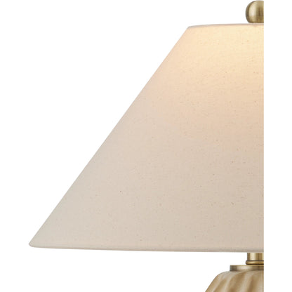 Edgemoor Table Lamp by Currey and Company in beige, dark brown, light antique brass. Made from ceramic, metal in a modern style.