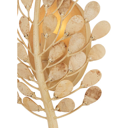 Maypan Wall Sconce by Currey and Company in natural, coco cream. Made from coco shells, wrought iron in a modern style.
