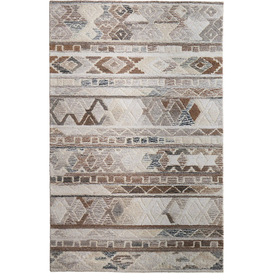 Asher Gradient Diamond Wool Rug - 8770F by Feizy in ivory, brown. Made from wool, viscose in a unique style.