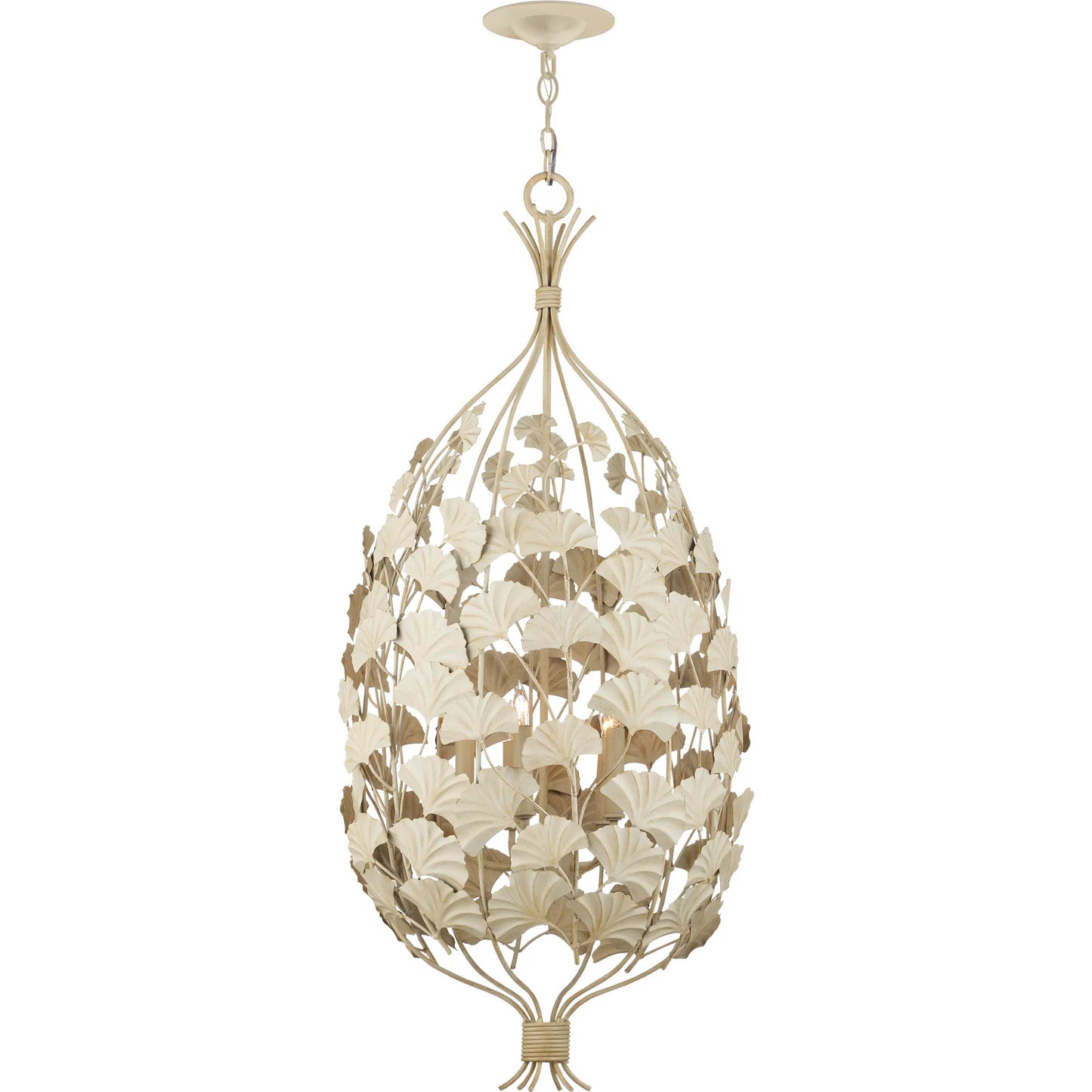 003 SI-2007793 | Additional Silo | Maidenhair Cream Chandelier by Currey and Company in antique pearl. Made from wrought iron in a modern style.