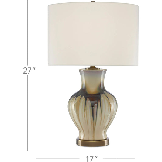 Muscadine Table Lamp by Currey and Company in cream, brown, antique brass. Made from porcelain, metal in a transitional style.