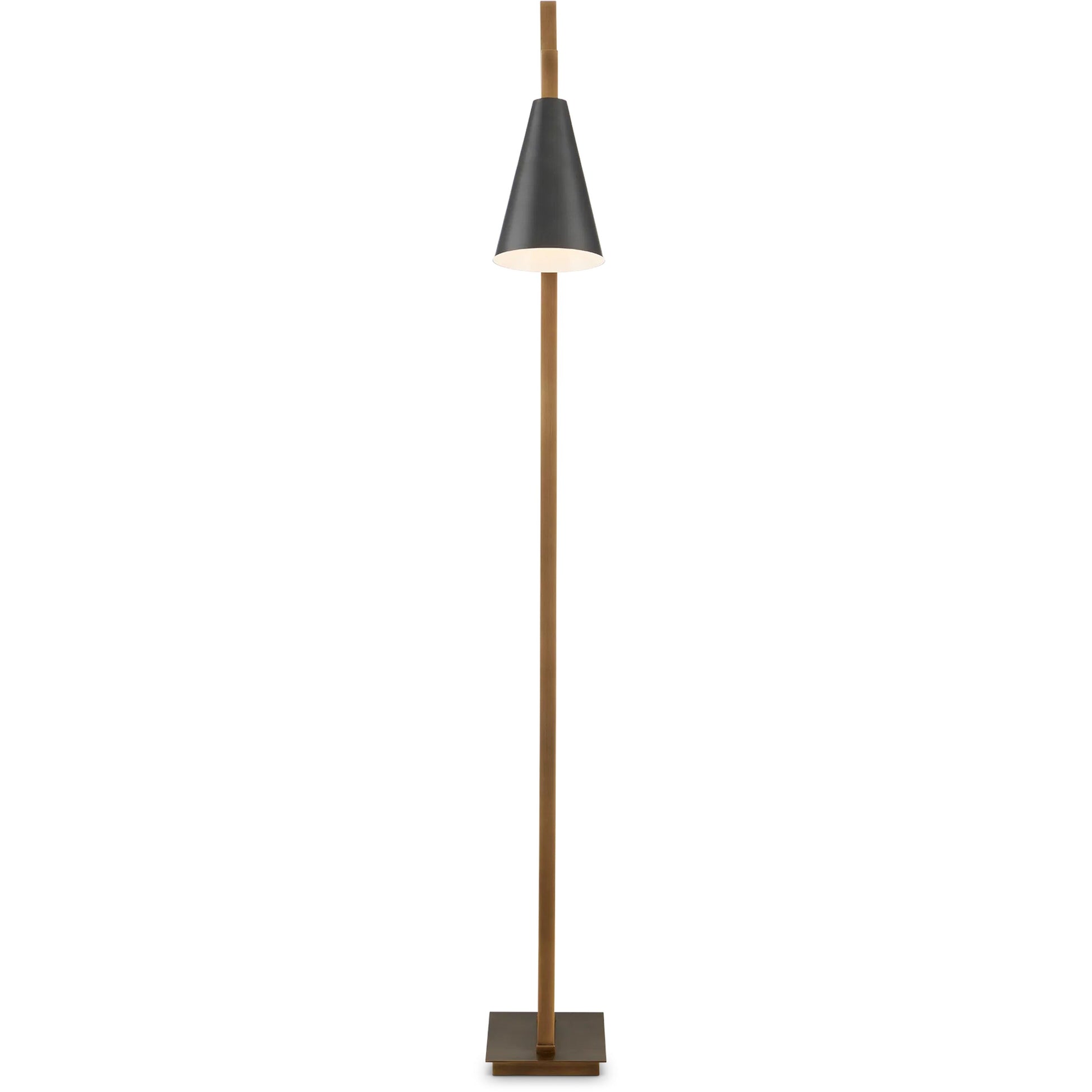 Duet Floor Lamp by Currey and Company in oil rubbed bronze, antique brass. Made from metal in a modern style.